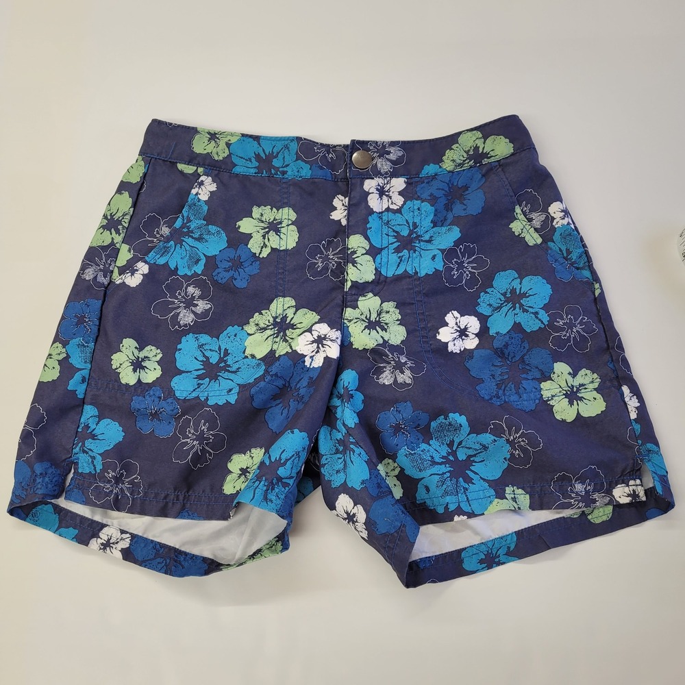 Reel Legends Mens Floral Swim‎ Trunks Shorts Blue Green White Size S Fishing